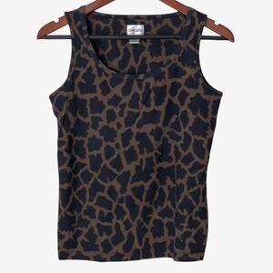 Chico’s Women’s Tank Top Safari Chic Animal Print Mobwife Scoop Neck Size M